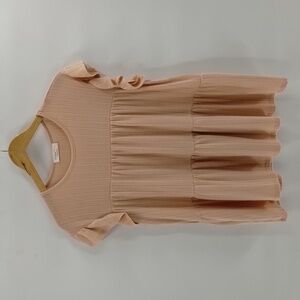 Perfect Peach blouse top peach color size large tiered ribbed stretch ruffled